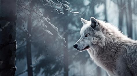 Premium AI Image | White wolf in the snow wallpaper