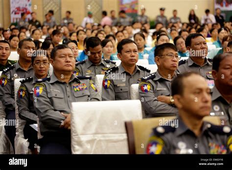 Nay Pyi Taw. 26th June, 2015. Myanmar police officers attend a ceremony ...