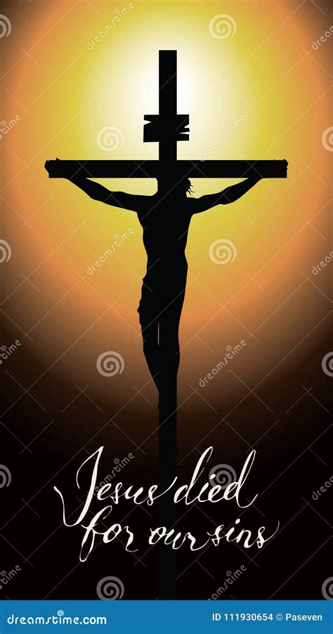 Cross with Crucified Jesus Christ in the Sunset Stock Vector ...