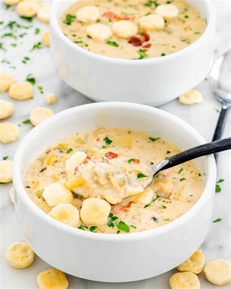 This New England Clam Chowder is packed with clams, potatoes, crispy ...