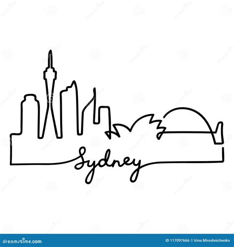 Sydney Skyline Illustration Stock Vector - Illustration of opera ...