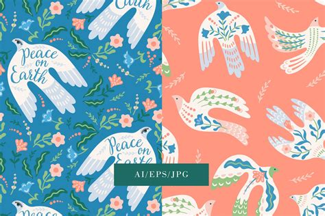 Dove Of Peace Seamless Patterns - Design Cuts