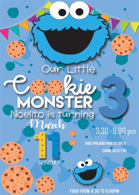 Cookie Monster Birthday Party Invitation 2 | Lovely Invite