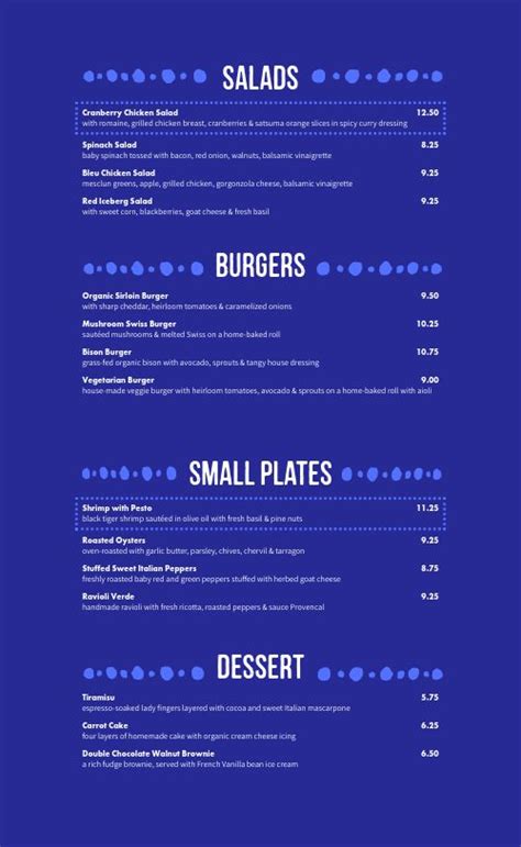 Blueberry Cafe Menu Design Template by MustHaveMenus