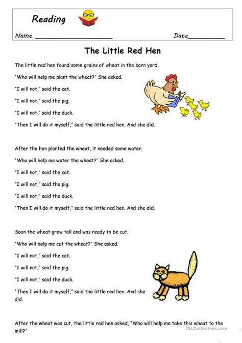 The Little Red Hen Story Printable Free