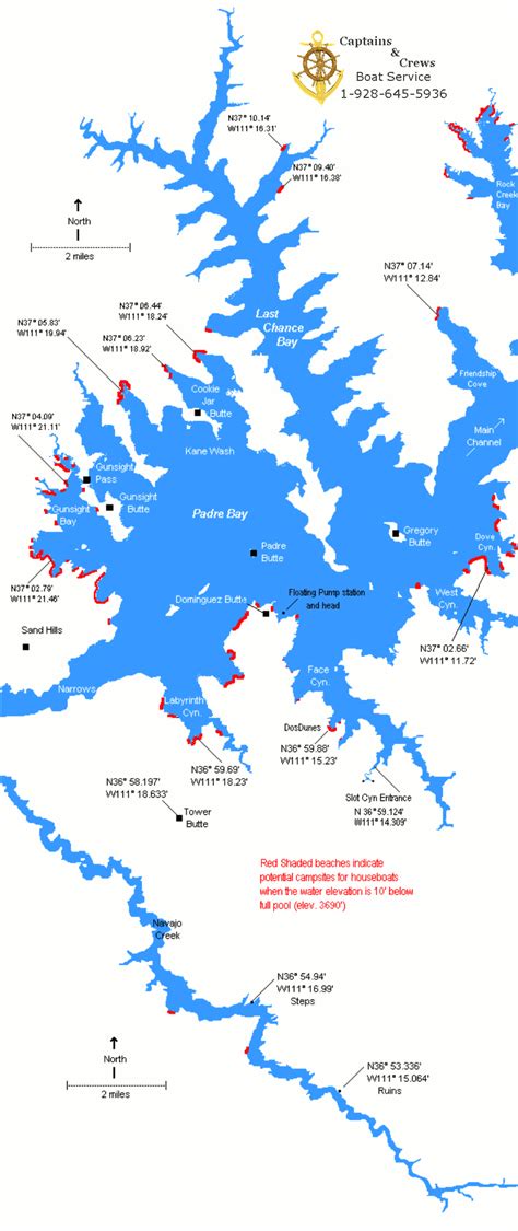 Map of Lake Powell - Captains and Crews | Lake powell map, Lake powell ...