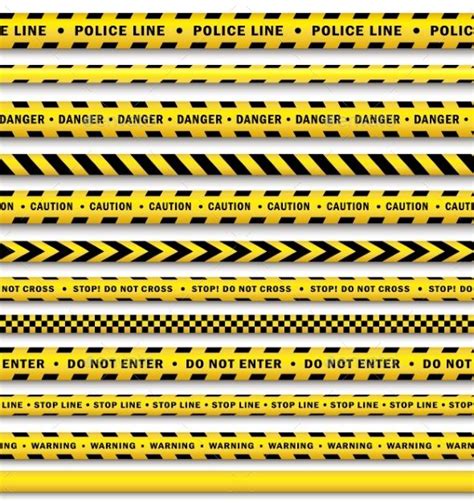 Vector Yellow Black Police Tape Set Isolated | Police tape, Police, New ...