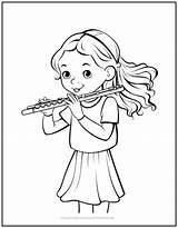 Girl With Flute Coloring Page  Print It Free sketch template