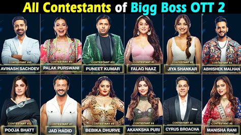 Bigg Boss OTT 2 Season all Contestants list Name and Details - YouTube