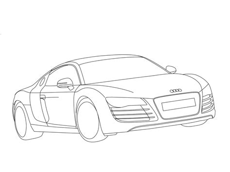 Audi R8 Side View Drawing