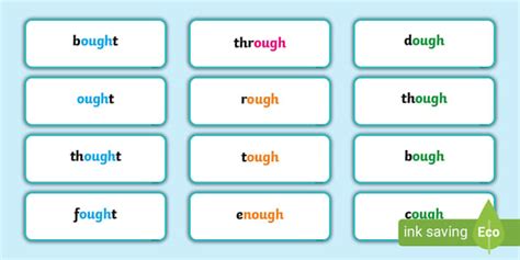 ‘ough’ Words Spelling Cards (l'enseignant a fait)