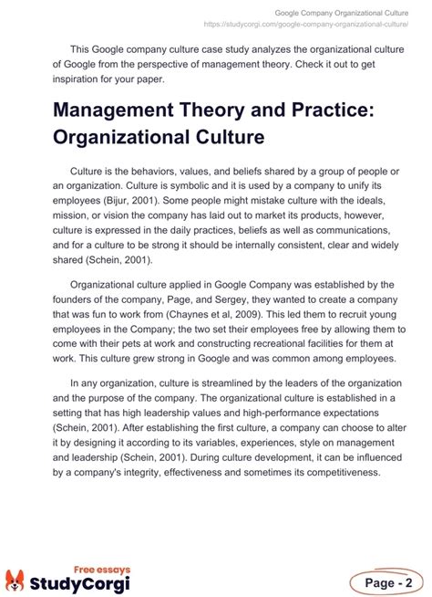 Google: Organizational Culture & Company Values