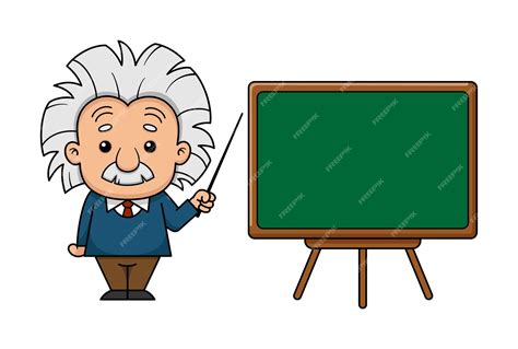 Premium Vector | Albert einstein cartoon character with board