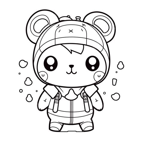 Cute Kawaii Bear Coloring Pages Printable Coloring Pages Animals Savin Kawaii Outline Sketch ...