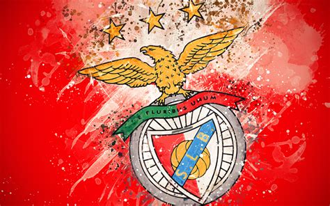 Download wallpapers SL Benfica, 4k, paint art, logo, creative ...