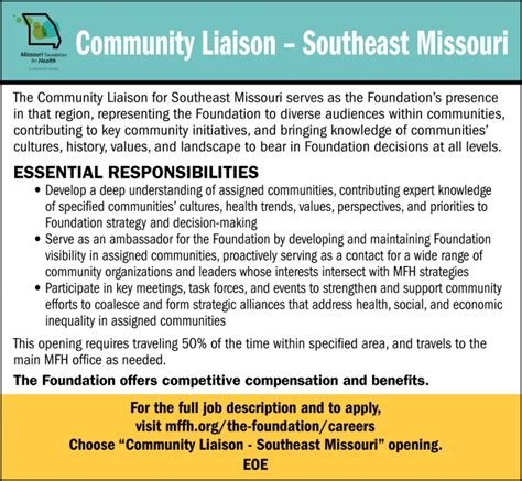 Community Liaison, Missouri Foundation for Health