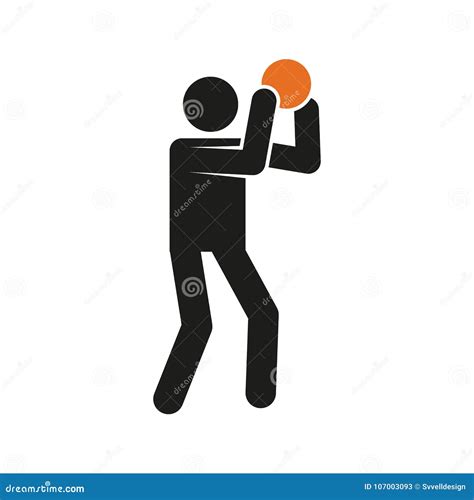 Simple Basketball Shot Sport Figure Symbol Vector Illustration Stock Vector - Illustration of ...