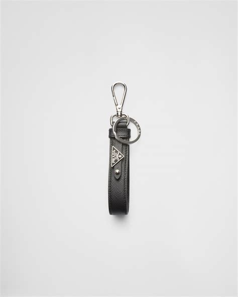 Black Saffiano Leather Keychain | PRADA
