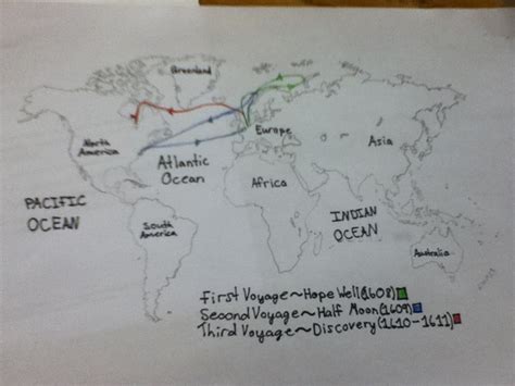 Map of Hudson's Voyage - Henry Hudson