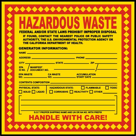 California Hazardous Waste Label - Save 10% Instantly