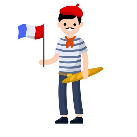 Typical French European. Frenchman with a mustache 6431285 Vector Art at Vecteezy