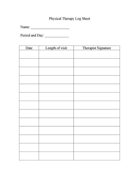 Log In Sheets Printable