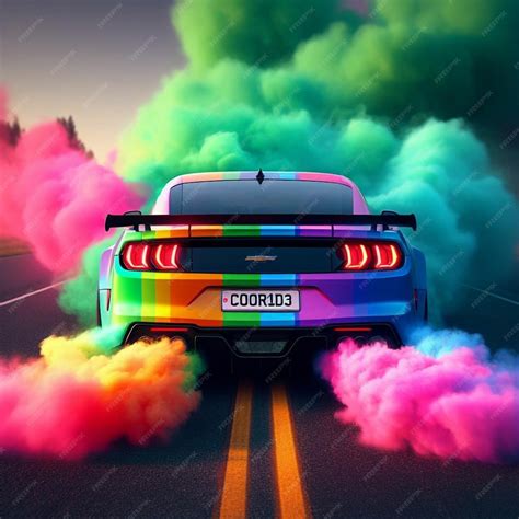 Premium Photo | Colorful car with colorful smoke with the name luke