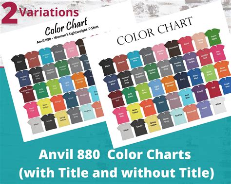 Anvil 880 Color Chart Anvil Womens Lightweight T-shirt Mockup All Colorsdigital Filesize Guide ...