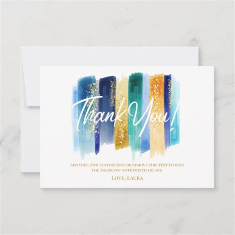 Gold Glitter and Blue Thank You Cards | Zazzle.com