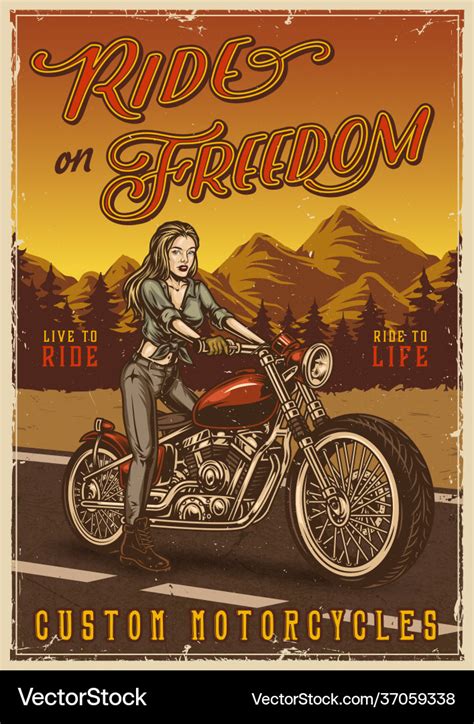 Custom motorcycle vintage colorful poster Vector Image