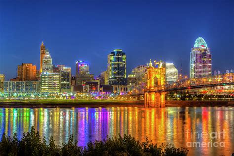 Night Cincinnati Skyline Photograph by Terrance Klassen - Pixels