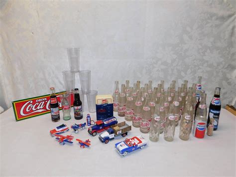 Lot 10 - Pepsi and Coke - with Pepsi Bottles, Coke Glasses, Die Cast Cars & More - Sac Valley ...