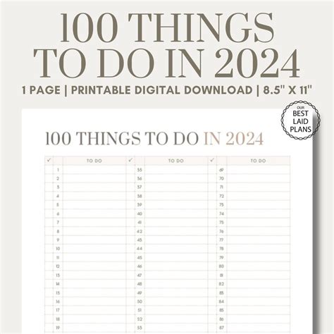 100 Things to Do in 2025, Bucket List 2025, Planner for 2025, Goals for ...