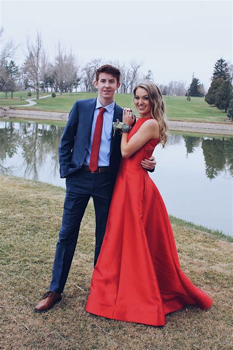 prom poses prom pictures date red dress navy suit succulent | Prom ...