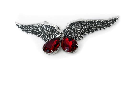 Silver Wings Earrings with Swarovski Drops – Aranwen's Gothic Jewelry