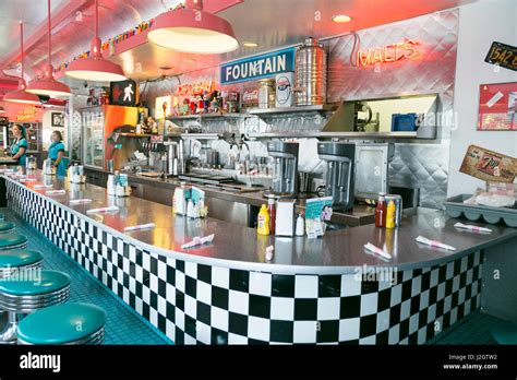 Interior of a retro diner, Albuquerque, New Mexico, USA. Central Ave, Route 66 Stock Photo - Alamy