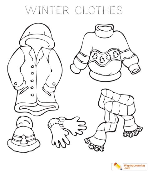 Winter Clothes Coloring Page 02 | Free Winter Clothes Coloring Page