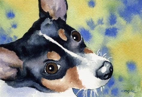 RAT TERRIER Art Print by Watercolor Artist DJ Rogers | Etsy