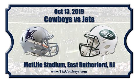 Dallas Cowboys vs New York Jets Football Tickets | 10/13/19