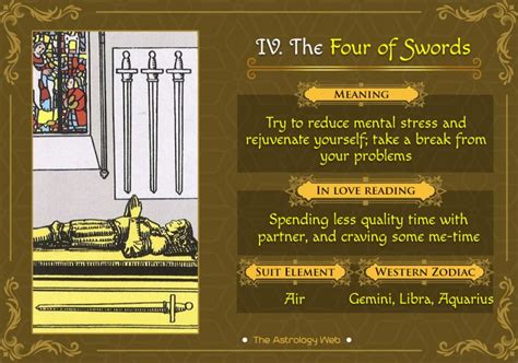 The Four of Swords Tarot | The Astrology Web