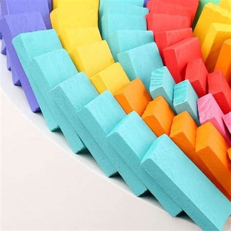 120 pcs Colorful Wooden Domino Block Set for Kids Educational and ...