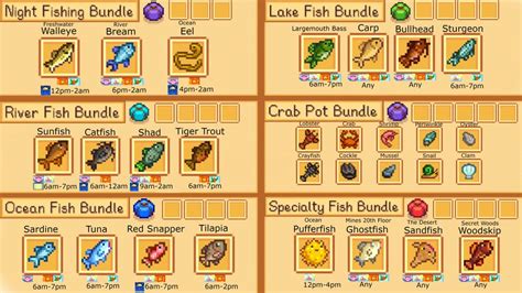 I made a Chart for the Fishing Bundles : StardewValley