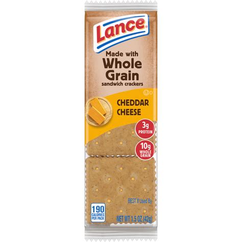 Lance Sandwich Crackers, Made with Whole Grain Crackers, Cheddar Cheese, Individual Snack Pack ...