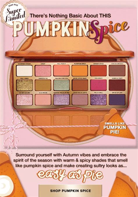 Too Faced, New Release, Limited Edition, Pumpkin Spice Palette, $49 : r/MUAontheCheap