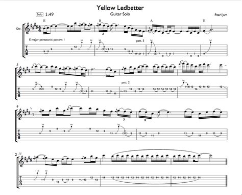 "Yellow Ledbetter" Guitar Solo Tab - Guitar Music Theory by Desi Serna