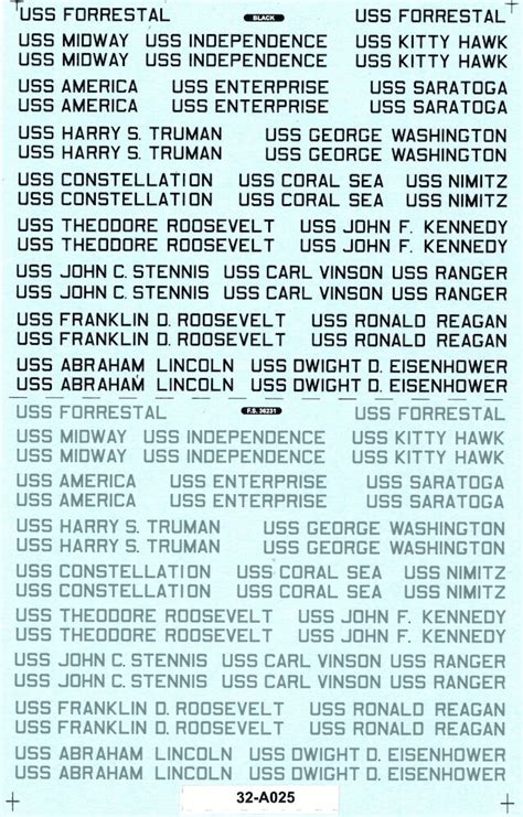 Custom Aeronautical CAM32-A025 US Aircraft Carrier names (Midway