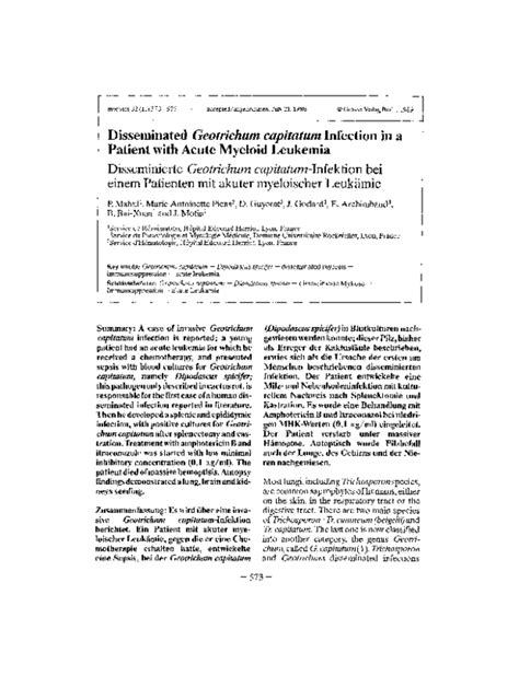 (PDF) Disseminated Geotrichum capitatum Infection in a Patient with Acute Myeloid Leukemia ...