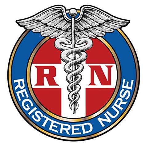Registered Nurse Logo Decal – Blue & Red Circles with Caduceus Sticking Out of Top – Five Inch ...