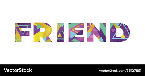 Friend concept retro colorful word art Royalty Free Vector