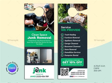 Clean Space Junk Removal Canva Door Hanger - Heropik!